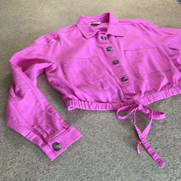 Barbiecore Bubblegum Pink Linen Blend Pullover Shirt / Shacket - Picture 5 of 16